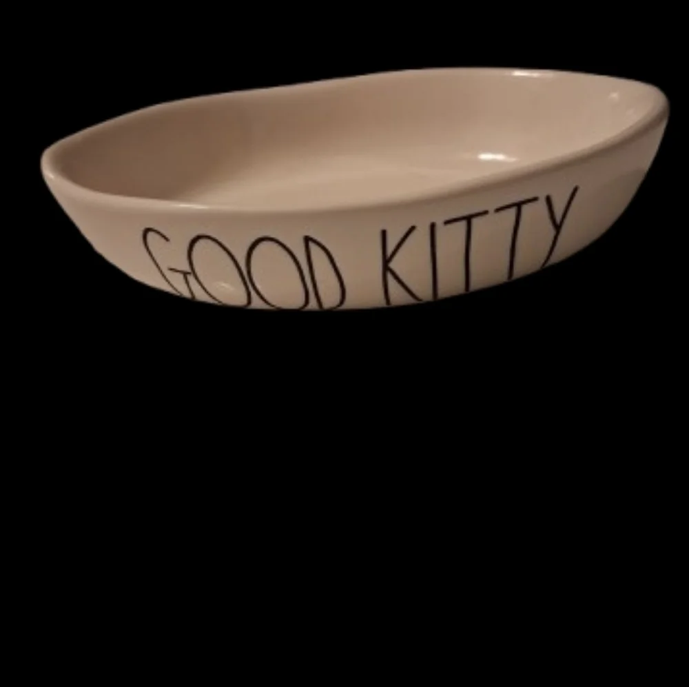 Rae Dunn Artisan Good Kitty Collection Cream Color Oval Cat Dish